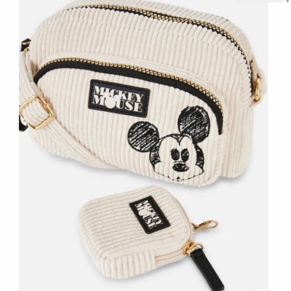 Disney Mickey Mouse corduroy crossbody and attached ear bud Limited Edition New - Picture 9 of 10